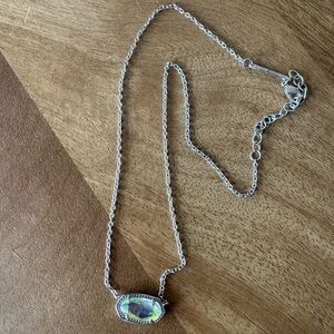 Kendra Scott Silver Chain Necklace with Iridescent Oval Pendant - Women Jewelry